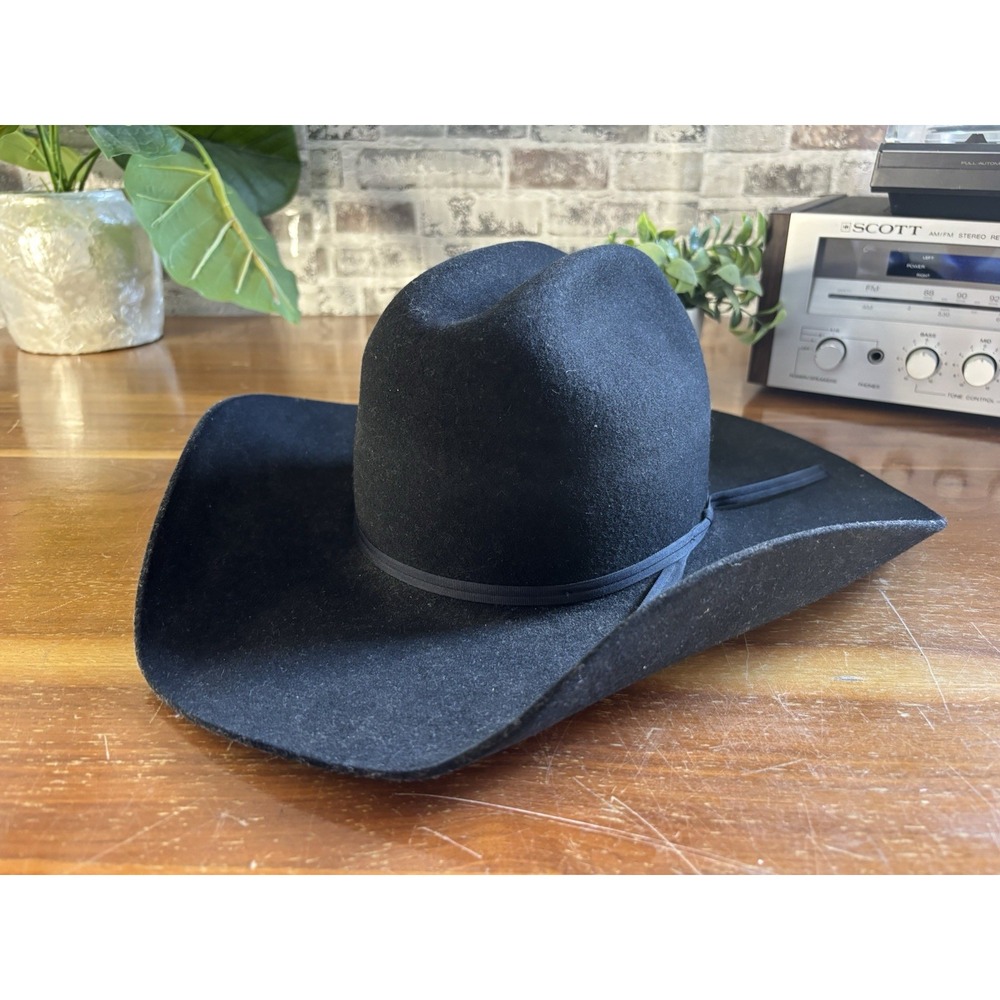 ⭐️MHT Westerns 3X Beaver Blend Black Western Hat⭐️Size 57 7 1/8⭐️Nice Cond.⭐️